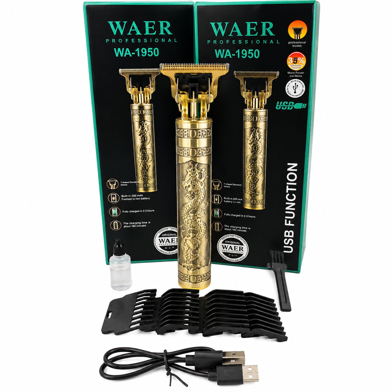 Trimmer Profesional de Dragón WAER WA-1950 | Cortadora Recargable USB