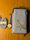 Set Fossil, Bolso y Reloj Elegante