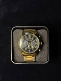 Reloj Fossil Cronógrafo Dorado con Esfera Negra y Números Romanos