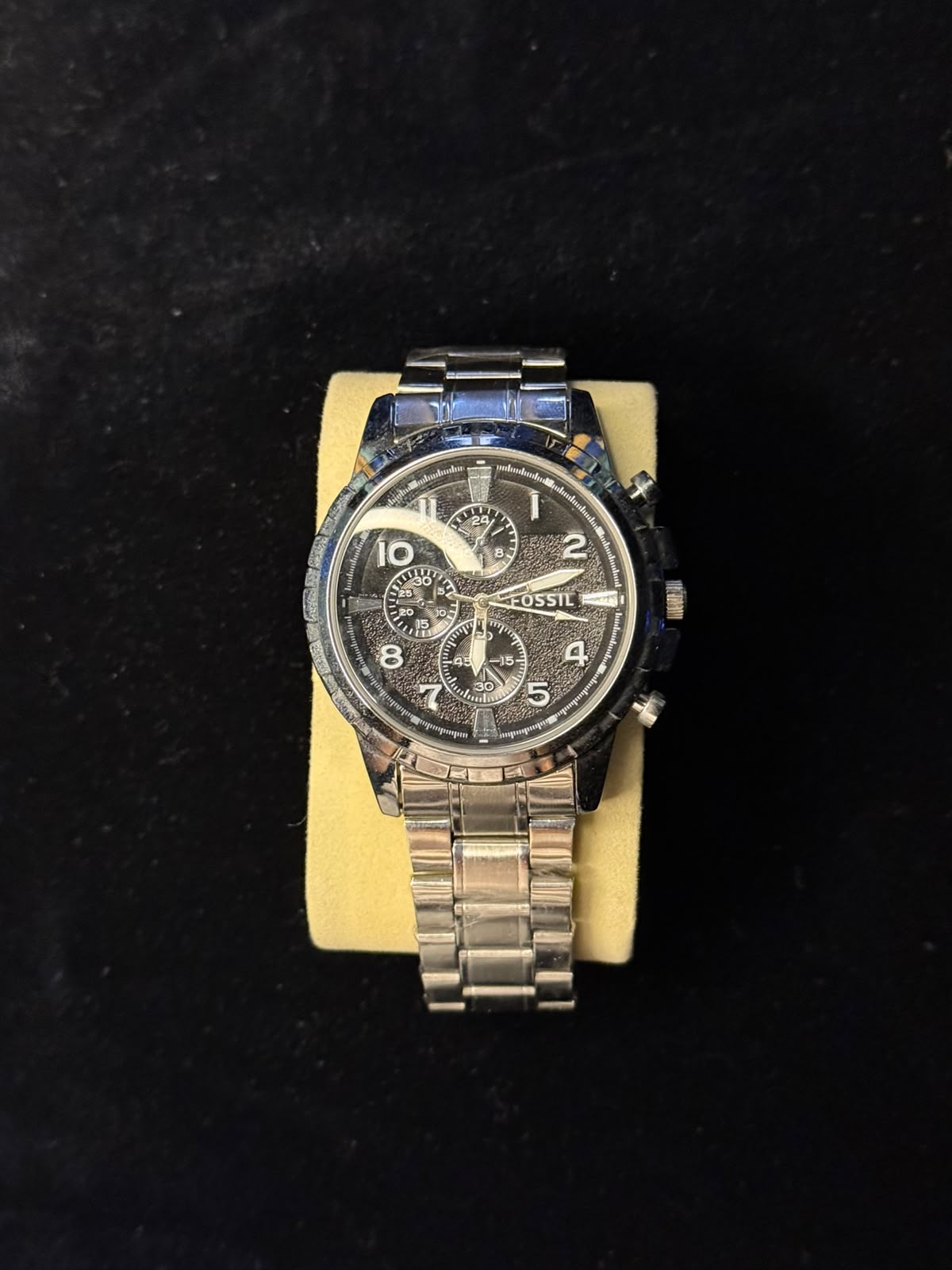 Reloj Fossil Cronógrafo con Esfera Negra y Detalle ´´IQ´´ de Acero Inoxidable