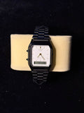 Reloj Casio AQ230 de Acero Inoxidable Oscuro con Esfera Blanca