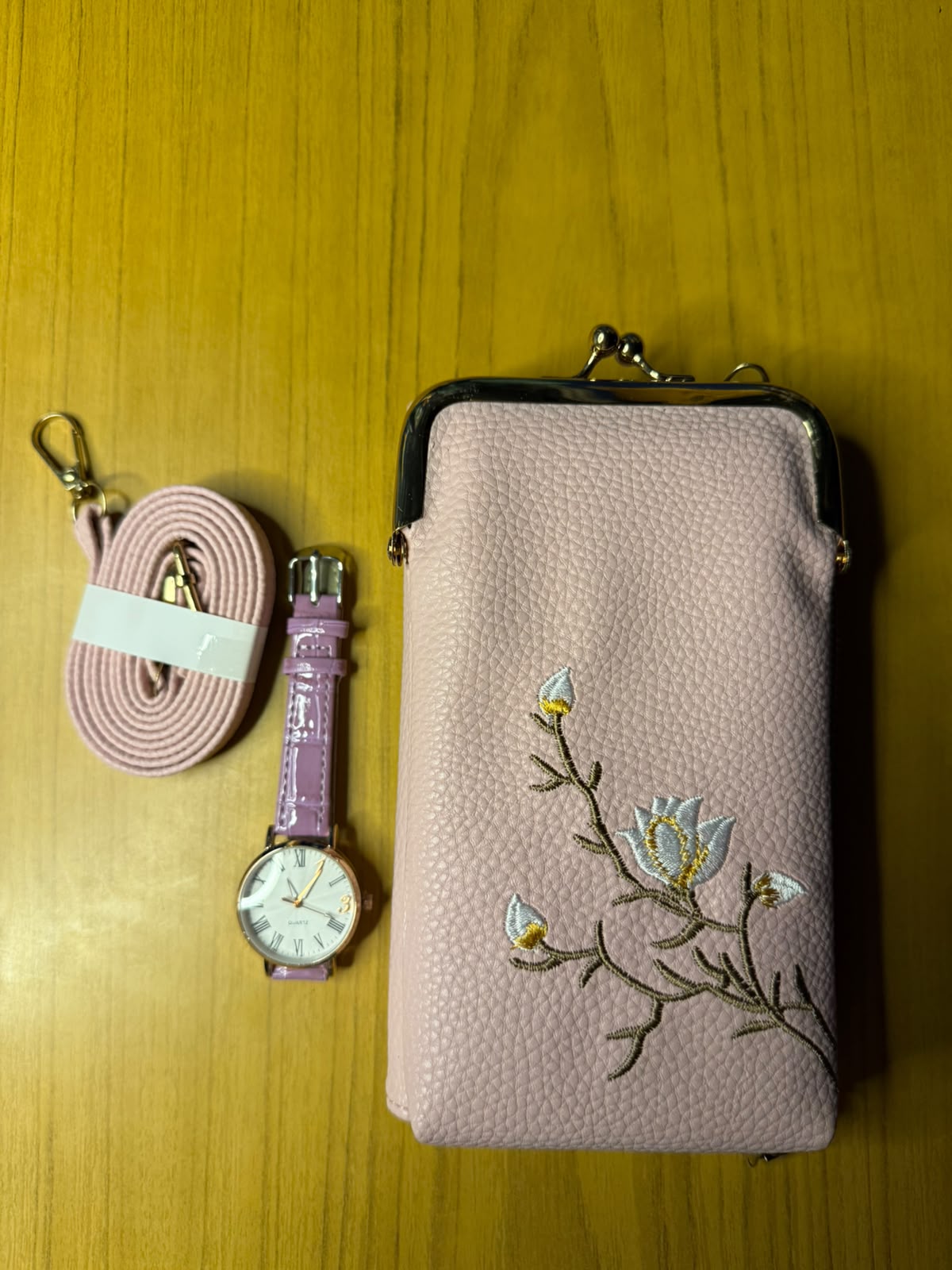 Set Fossil, Bolso y Reloj Elegante