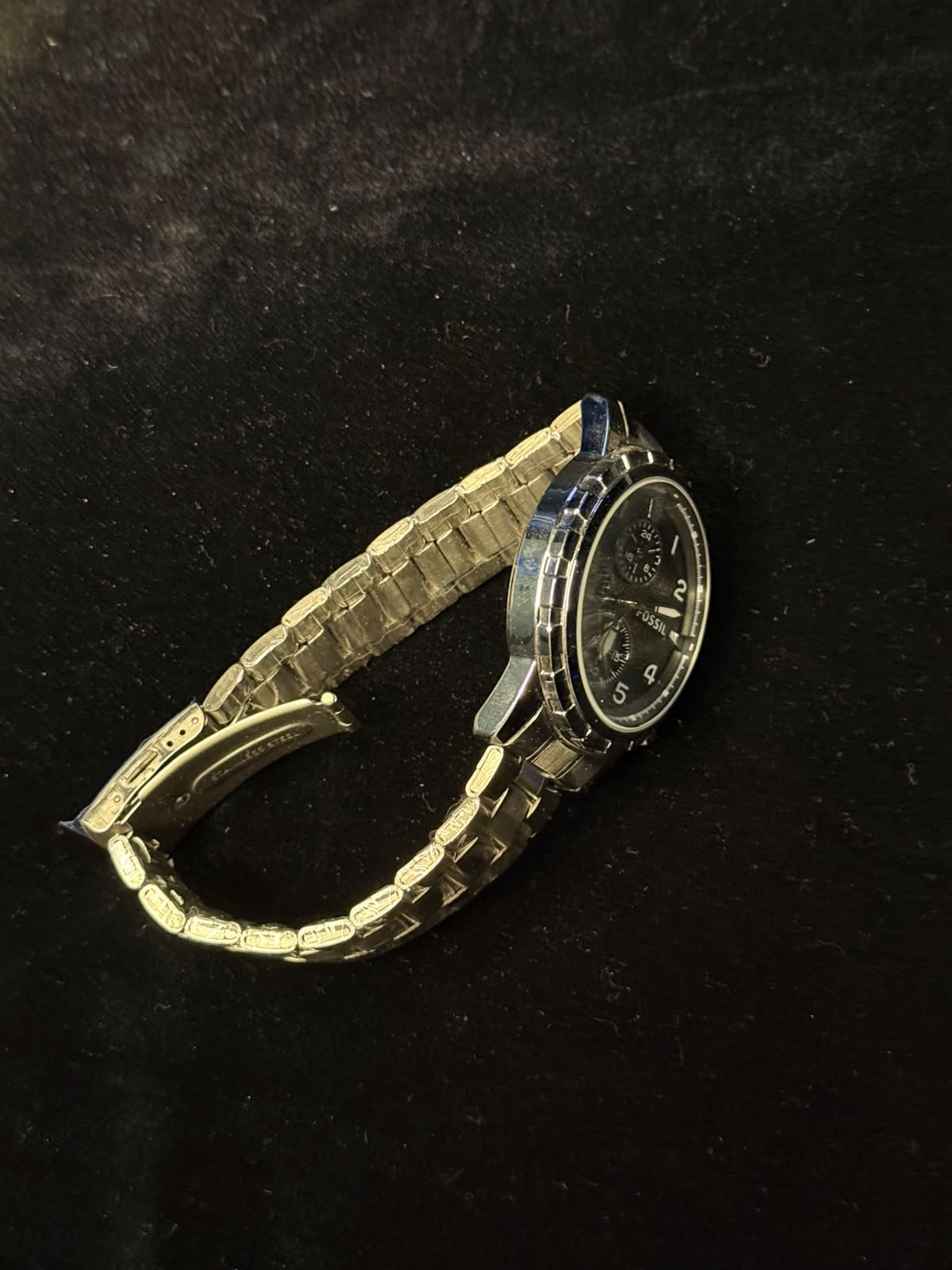 Reloj Fossil Cronógrafo con Esfera Negra y Detalle ´´IQ´´ de Acero Inoxidable